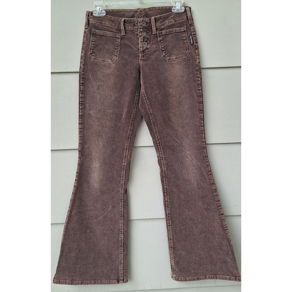 Vintage Y2K Silver Jeans Brown Corduroy Flare Low Rise Pants Festival Sz 27 - 4
